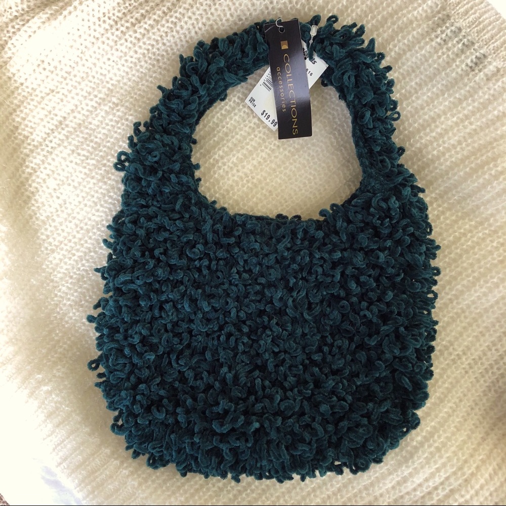 Pine green chenille loop bag